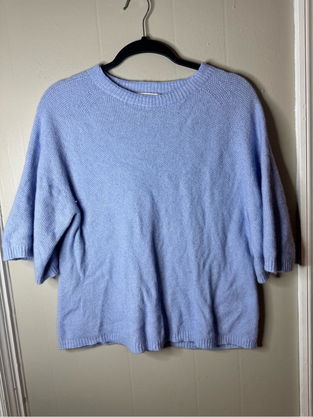 Bianco & Blu Made in Italy Light Blue Women's Short Sleeve Knit Sweater Large
